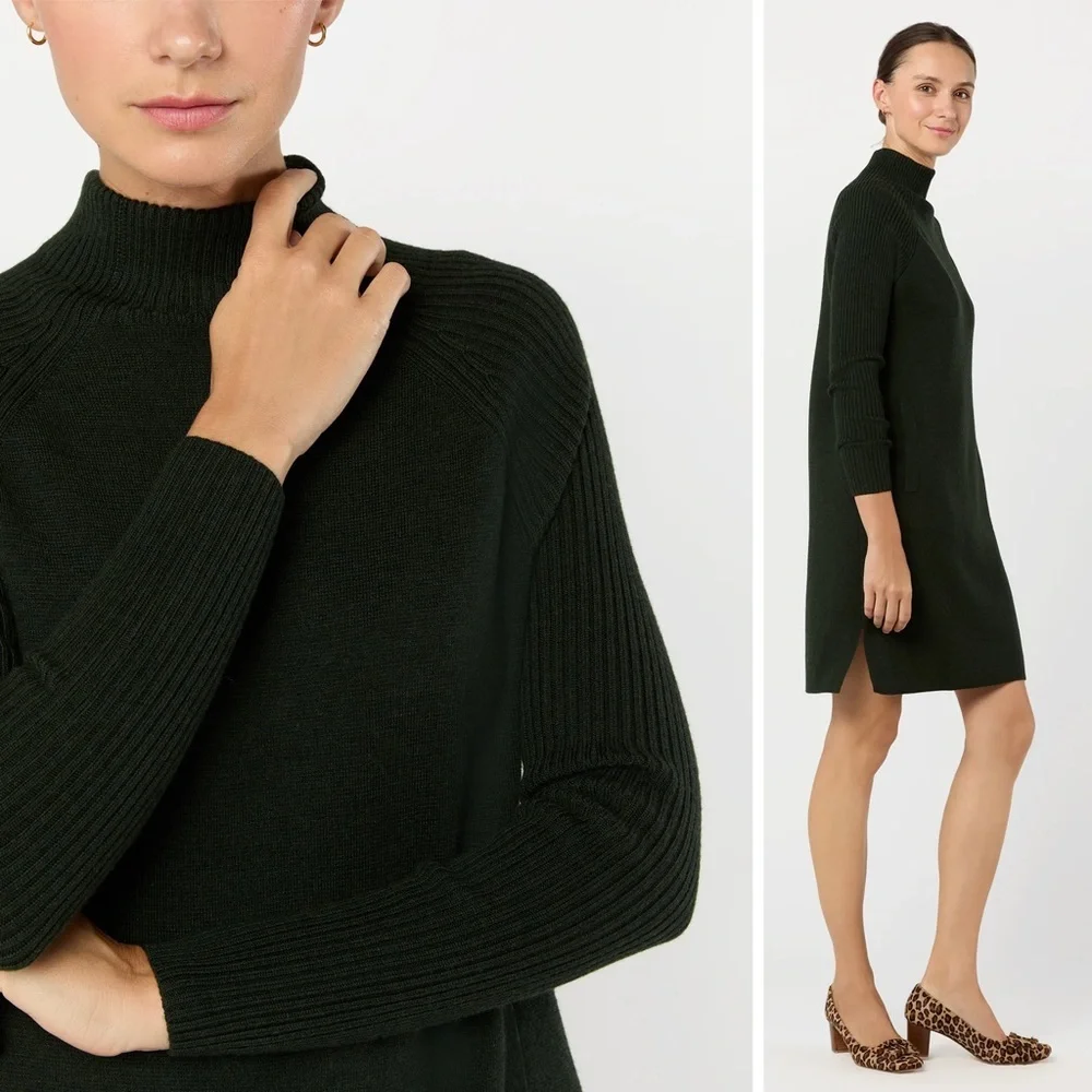 Ann Mashburn - Hadley Milano-Stitch Dress - Bottle Green Extra Fine Merino Wool - Picture 2 of 15